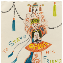 Yves Saint Laurent: Chinese-inspired sketch dedicated to “Steve”
