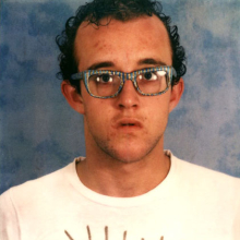 Keith Haring: Self-Portrait with Glasses Painted by Kenny Scharf