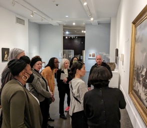 Brooklyn Museum visitors discuss works of art in the galleries