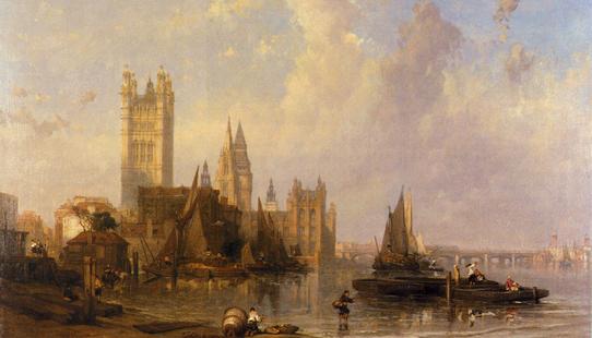 David Roberts: The Houses of Parliament from Millbank