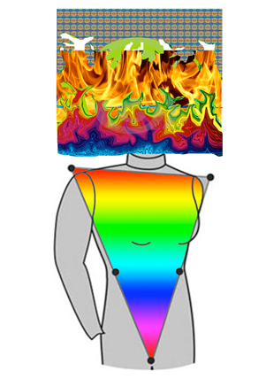 A. L. Steiner: Inverted triangle with flames on top of it