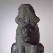 <p><em>Bust of the Goddess Sakhmet</em>. Egypt, from Thebes. New Kingdom, Dynasty 18, reign of Amunhotep III, circa 1390–1352 <small>B.C.E.</small> Granodiorite, 39 × 19<sup>7</sup>⁄<sub>8</sub> x 15<sup>9</sup>⁄<sub>16</sub> in. (99 × 50.5 × 39.5 cm). Brooklyn Museum, Gift of Dr. and Mrs. W. Benson Harer, Jr. in honor of Richard Fazzini and the excavations of the Temple of Mut in South Karnak; the Mary Smith Dorward Fund; and the Charles Edwin Wilbour Fund, 1991.311</p>
