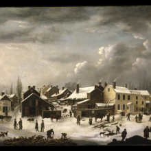 
                           
                           Francis Guy (American, 1760–1820). Winter Scene in Brooklyn, circa 1819–20. Oil on canvas. Brooklyn Museum, Transferred from the Brooklyn Institute of Arts and Sciences to the Brooklyn Museum, 97.13.
                           
                           