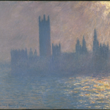 <p>Claude Monet (French, 1840–1926). <em>Houses of Parliament, Sunlight Effect (Le Parlement, effet de soleil)</em>, 1903. Oil on canvas, 32 × 36<sup>1</sup>⁄<sub>4</sub> in. (81.3 × 92.1 cm). Brooklyn Museum, Bequest of Grace Underwood Barton, 68.48.1</p>
