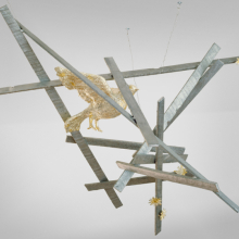 <p>Kiki Smith (American, b. Germany 1954). <i>Messenger III</i>, 2007. Cast aluminum, white gold and gold leaf, 31<sup>1</sup>⁄<sub>2</sub> x 42<sup>1</sup>⁄<sub>2</sub> x 42 in. (80 × 108 × 106.7 cm). © Kiki Smith. Courtesy of PaceWildenstein, New York. Photo by Joerg Lohse/Courtesy of PaceWildenstein</p>