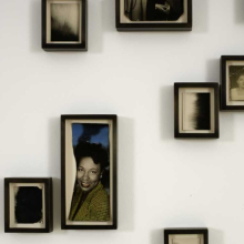<p>Lorna Simpson (American, b. 1960). <i>Please remind me of who I am</i>, 2009. 50 found photo booth portraits, 50 ink drawings on paper, bronze frames. 2 × 1.5 inches each (5.1 × 3.8 cm); overall dimensions variable. © Lorna Simpson, 2009; Collection of Isabelle and Charles Berkovic, Brussels</p>