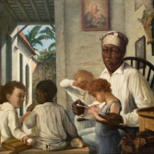 <p>Francisco Oller (Puerto Rican, 1833–1917). <em>Maestro Cordero’s School</em>, circa 1890. Oil on canvas, 39 × 62<sup>1</sup>⁄<sub>2</sub> in. (99.1 × 158.8 cm). Ateneo Puertorriqueño, San Juan, Puerto Rico</p>