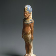 
                           
                           Amarna King, circa 1352–1336 B.C.E. Limestone, paint, gold leaf, 83/8 x 17/8 in. (21.3 x 4.8 cm). Brooklyn Museum; Gift of the Egypt Exploration Society, 29.34. (Photo: Brooklyn Museum)
                           
                           