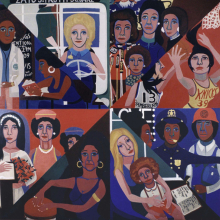 <p>Faith Ringgold (American, born 1930).<em> For the Women’s House</em>, 1971. Oil on canvas, 96 x 96 in. (243.8 x 243.8 cm). Courtesy of Rose M. Singer Center, Rikers Island Correctional Center. © 2017 Faith Ringgold / Artists Rights Society (ARS), New York</p>