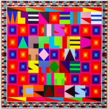
                           
                           Jeffrey Gibson (Choctaw/Cherokee, born 1972). WHEN FIRE IS APPLIED TO A STONE IT CRACKS, 2019. Acrylic on canvas, glass beads and artificial sinew inset into custom wood frame, 78 × 78 in. (198 × 198 cm). Courtesy of the artist and Kavi Gupta, Chicago. © Jeffrey Gibson. (Photo: John Lusis)
                           
                           