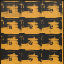 <p>Andy Warhol (American, 1928–1987). <em>Orange Disaster #5</em>, 1963. Acrylic, screenprint, graphite on canvas, 106 × 81<sup>1</sup>/<sub>2</sub> in. (269.2 × 207 cm). Solomon R. Guggenheim Museum, New York Gift, Harry N. Abrams Family Collection, 1974, 74.2118. © 2021 The Andy Warhol Foundation for the Visual Arts, Inc. / Licensed by Artists Rights Society (ARS), New York</p>