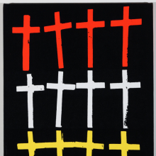 <p>Andy Warhol (American, 1928–1987). <em>Crosses</em>, 1981–82. Acrylic and screenprint on linen, 20 × 16 in. (50.8 × 40.6 cm). The Andy Warhol Museum, Pittsburgh; Founding Collection, Contribution The Andy Warhol Foundation for the Visual Arts, Inc., 1998.1.262. © 2021 The Andy Warhol Foundation for the Visual Arts, Inc. / Licensed by Artists Rights Society (ARS), New York</p>