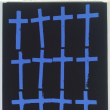 <p>Andy Warhol (American, 1928–1987). <em>Crosses</em>, 1981–82. Acrylic and screenprint on linen, 20 × 16 in. (50.8 × 40.6 cm). The Andy Warhol Museum, Pittsburgh; Founding Collection, Contribution The Andy Warhol Foundation for the Visual Arts, Inc.,1998.1.264. © 2021 The Andy Warhol Foundation for the Visual Arts, Inc. / Licensed by Artists Rights Society (ARS), New York</p>