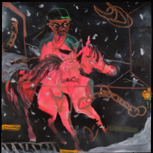 <p>Jonathan Lyndon Chase (American, born 1989). <em>Loose Chain</em>, 2020. Spray paint, glitter, plastic diamond, and acrylic on canvas, 36 × 36 in. (91.4 × 91.4 cm). Brooklyn Museum; 2020.29. (Photo: Brooklyn Museum)</p>