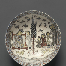 
                           
                           Bowl with an Enthronement Scene, Iran, Seljuk period, late 12th–early 13th century. Ceramic; fritware, underglaze and overglaze painted, gilded; 3 3/16 × 8 1/4 in. (8.1 × 21 cm). Brooklyn Museum, Gift of the Ernest Erickson Foundation, Inc., 86.227.61. (Photo: Brooklyn Museum)
                           
                           
