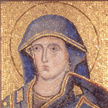 <p>Jacopo Torriti (Italian, documented in Rome 1291–96). <i>Head of the Madonna</i>, 1296. Mosaic. Brooklyn Museum, Museum Collection Fund and the Charles Stewart Smith Memorial Fund, 23.26</p>