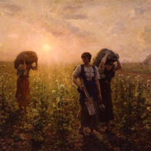 <p>Jules-Adolphe-Aimé-Louis Breton (French, 1827–1906). <i>The End of the Working Day</i>, 1886–87. Oil on canvas. Brooklyn Museum, Gift of Mrs. Edward S. Harkness, 35.867</p>