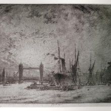 <p>Joseph Pennell (American, 1857–1926). <i>Tower Bridge, Evening</i>, 1905. Etching on paper. Prints and Photographs Division, Library of Congress, Washington, D.C.</p>