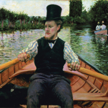 
                           
                           Gustave Caillebotte (French, 1848–1894). Oarsman in a Top Hat, 1877–78. Oil on canvas, 357⁄16 x 461⁄16 in. (90 × 117 cm). Private collection
                           
                           
