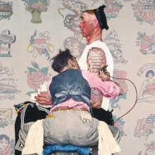 
                           
                           Norman Rockwell (American, 1894–1978). The Tattoo Artist, 1944. Oil on canvas, 431⁄8 x 331⁄8 in. (109.5 × 84.1 cm). Brooklyn Museum, Gift of the artist, 69.8
                           
                           