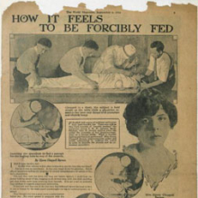<p>How it Feels to Be Forcibly Fed,” <i>New York World Magazine</i>, September 6, 1914. Djuna Barnes Papers, Special Collections, University of Maryland Libraries</p>