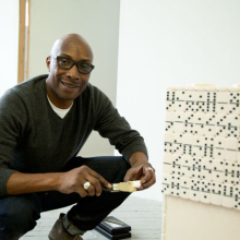 <p>Duron Jackson in his studio. Photo by Pierce Jackson</p>