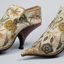 <p>French. Shoes, 1690–1700. Silk, leather. The Metropolitan Museum of Art, New York, Rogers Fund, 1906 (06.1344a, b). Image copyright © The Metropolitan Museum of Art. Image source: Art Resource, NY</p>