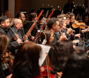Musicians playing in an orchestra