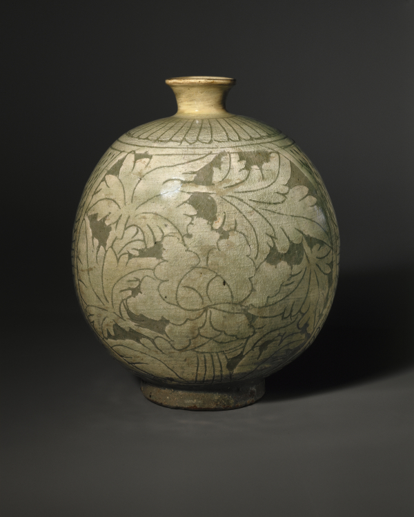 Bottle with Peony Decoration, Korea, Joseon dynasty,mid- to late 15th century