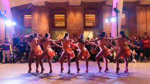 Dancers performing at the Brooklyn Museum's Salsa Party