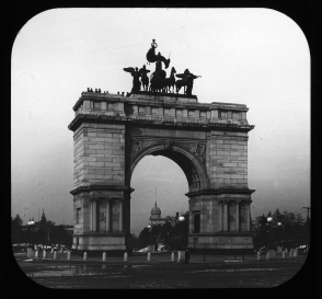 Lantern slide: Views: Brooklyn, Long Island, Staten Island. Brooklyn monuments. View 004: Memorial arch, 1899