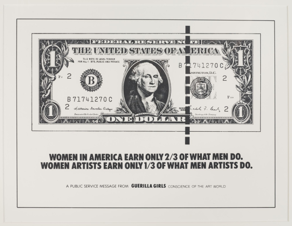 Guerrilla Girls: Women in America Earn Only 2/3 of What Men Do., 1985