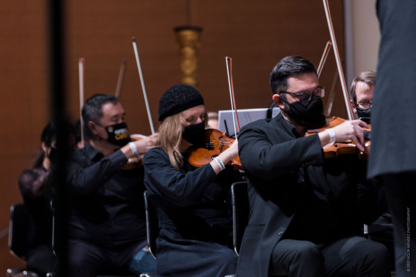 Members of the Brooklyn Symphony Orchestra performing, 2021
