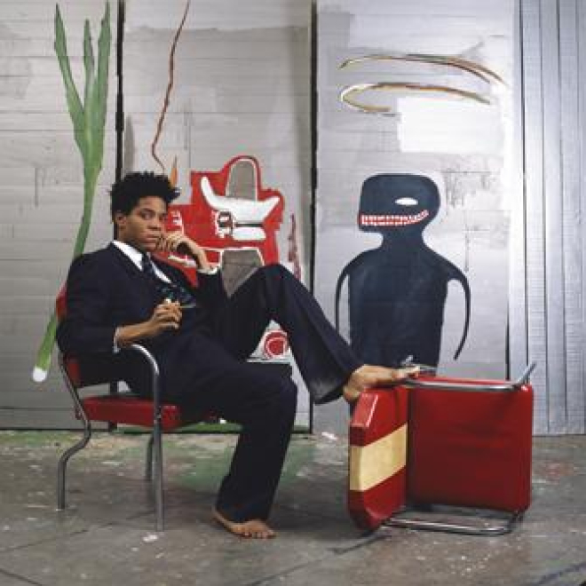 Jean-Michel Basquiat in his studio
