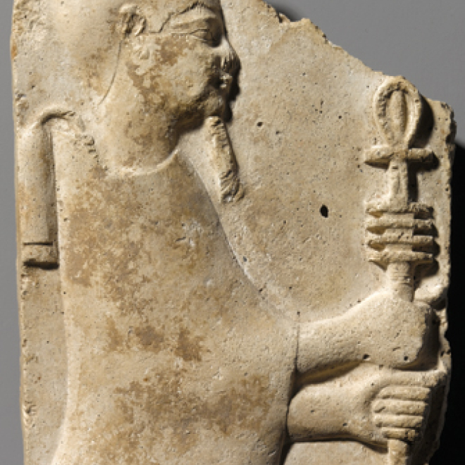 Relief of Ptah holding Ankh and Djed