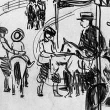 <p>George Benjamin Luks (American, 1867–1933). <i>Pony Ride</i>, undated. Black conté crayon on wove paper. Brooklyn Museum, Dick S. Ramsay Fund, 58.43.5</p>