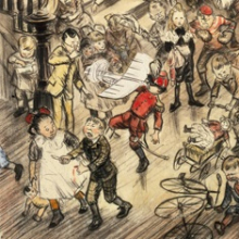 <p>William J. Glackens (American, 1870–1938). <i>Merry Christmas (Yuletide Revels)</i>, 1910. Illustration for <i>Collier’s, The National Weekly</i>, December 10, 1910. Black conté crayon, ink, watercolor, graphite, and paper attachment on pulp board. Brooklyn Museum, Gift of Ira Glackens, 63.58</p>
