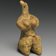 
                          
                          Female Figurine. Provenance not known; type known from northern Mesopotamia (modern Iraq) and Syria. Late Halaf Period, late fifth millennium B.C.E. Clay, pigment, 41⁄8 x 17⁄8 x 15⁄8 in. (10.4 × 4.7 × 4.2 cm). Brooklyn Museum, Purchased with funds given by the Hagop Kevorkian Fund and Designated Purchase Fund, 1990.14
                          
                          