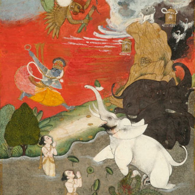 Vishnu Saving the Elephant (Gajendra Moksha)