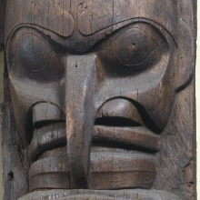 <p>Heiltsuk artist. <i>House Post</i>, from a Set of Four, 19th century. Wáglísla, British Columbia, Canada. Cedar, 98 × 35<sup>1</sup>⁄<sub>4</sub> x 17<sup>1</sup>⁄<sub>2</sub> in. (248.9 × 89.5 × 44.5 cm). Brooklyn Museum, Museum Expedition 1911, Museum Collection Fund, 11.700.1</p>