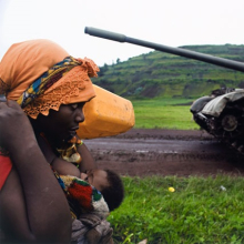 <p>Walter Astrada (Argentine, b. 1974). <em>Congolese women fleeing to Goma</em>, from the series <em>Violence Against Women in Congo, Rape as Weapon of War in DRC</em>, 2008. Chromogenic print (printed 2010), 16<sup>13</sup>⁄<sub>16</sub> x 24<sup>1</sup>⁄<sub>4</sub> in. (42.7 × 61.6 cm). The Museum of Fine Arts, Houston, museum purchase with funds provided by Photo Forum 2010. © Walter Astrada</p>