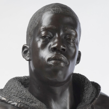 <p>Kehinde Wiley (American, b. 1977). <em>Houdon Paul-Louis</em>, 2011. Bronze with polished stone base, 34 × 26 × 19 in. (86.4 × 66 × 48.3 cm). Brooklyn Museum; Frank L. Babbott Fund and A. Augustus Healy Fund, 2012.51. © Kehinde Wiley. (Photo: Sarah DeSantis, Brooklyn Museum)</p>