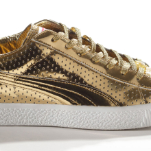 <p>PUMA x Undefeated. Clyde Gametime Gold, 2012. PUMA Archives. (Photo: Ron</p>

<p>Wood. Courtesy American Federation of Arts/Bata Shoe Museum)</p>