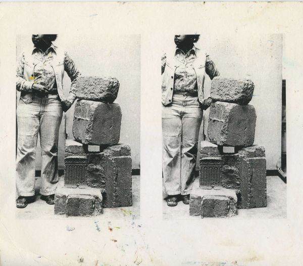 Beverly Buchanan: Untitled (Double Portrait of Artist with Frustrula Sculpture)