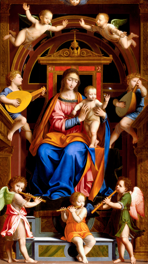 Workshop of Bernardino Luini: Madonna and Child Enthroned with Angels