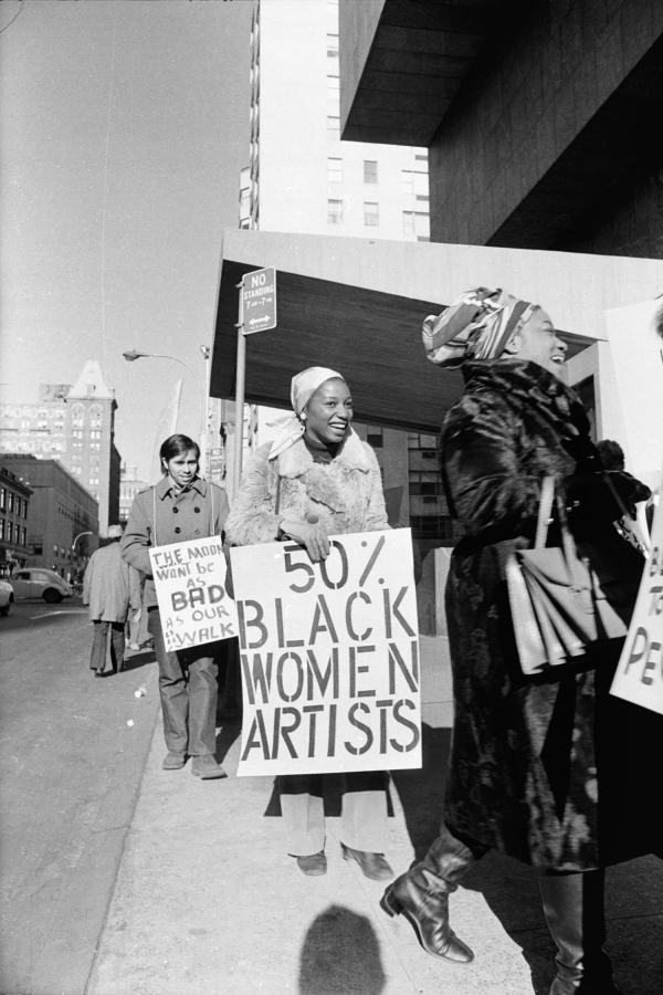 Jan van Raay: Faith Ringgold and Michelle Wallace at Art Workers Coalition Protest, Whitney Museum