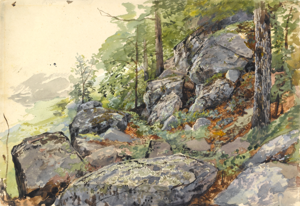 William Trost Richards: Woodland Boulders