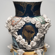 <p>Roberto Lugo (American, born 1981). <em>Brooklyn Century Vase</em>, 2019. Porcelain, china paint, 18<sup>1</sup>/<sub>4</sub> × 13 × 13 in. (46.4 × 33 × 33 cm). Purchased in memory of Dr. Barry R. Harwood, Curator of Decorative Arts at the Brooklyn Museum, 1988–2018; H. Randolph Lever Fund, 2019.34. © Roberto Lugo. (Photo: Brooklyn Museum)</p>