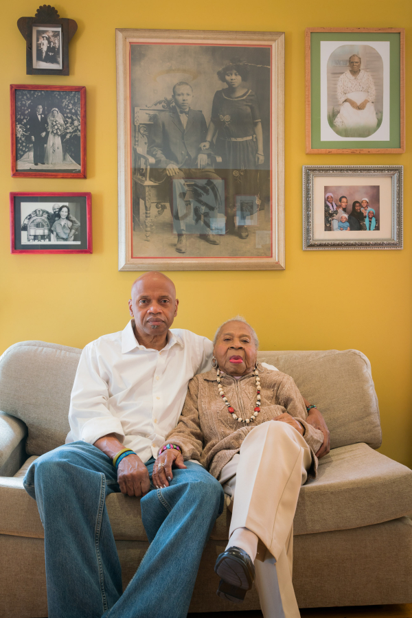 Tarabu Betserai Kirkland at home in Los Angeles with his mother, Mamie Lang Kirkland