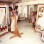 <p>Weaving Susan B. Anthony runner, 1978. © Judy Chicago</p>